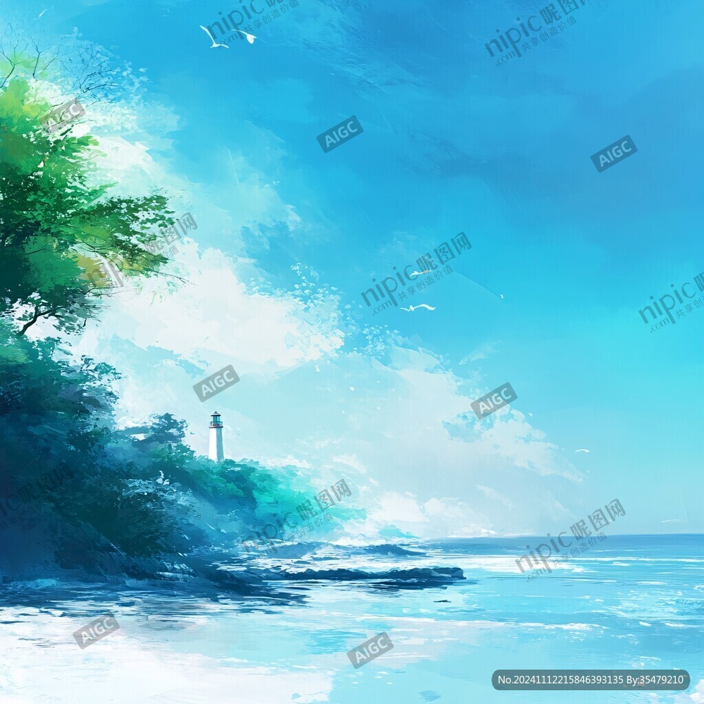 插畫海邊