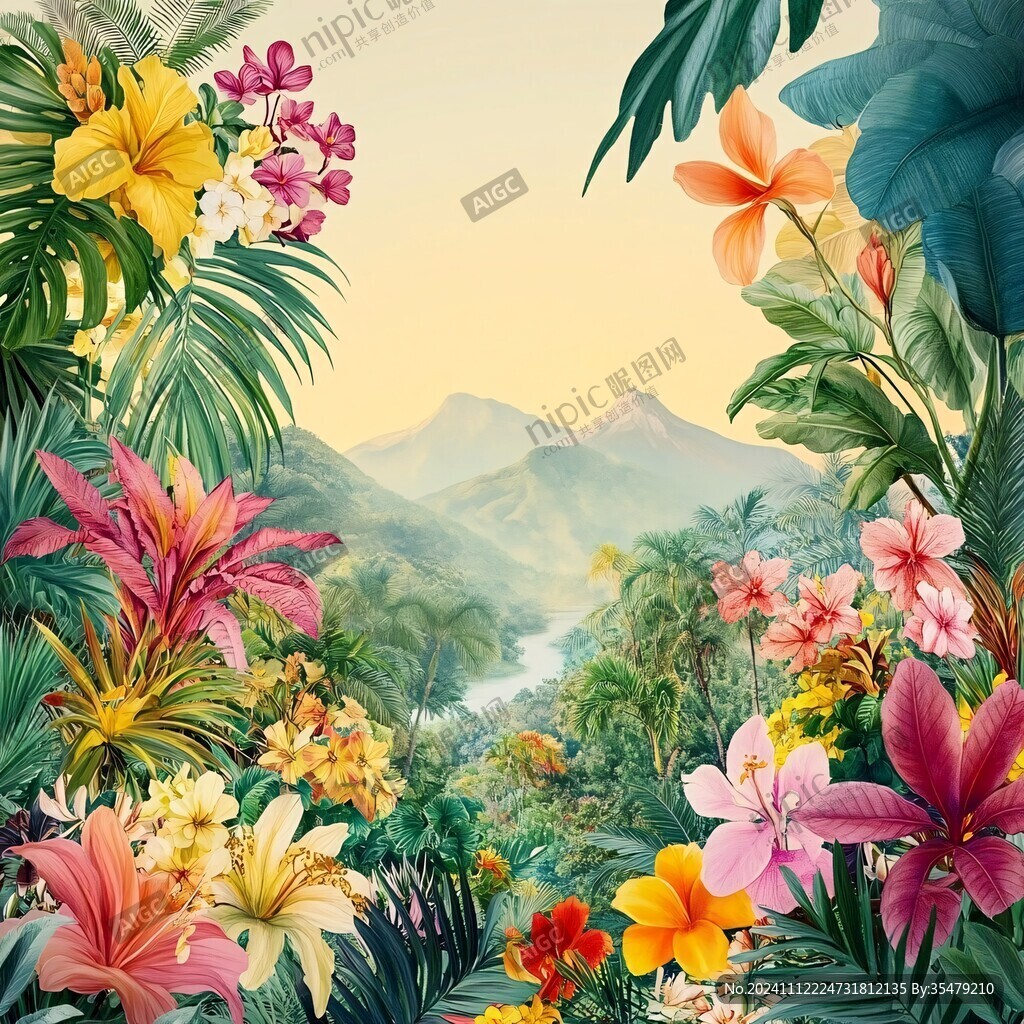 熱帶雨林花草樹(shù)木背景