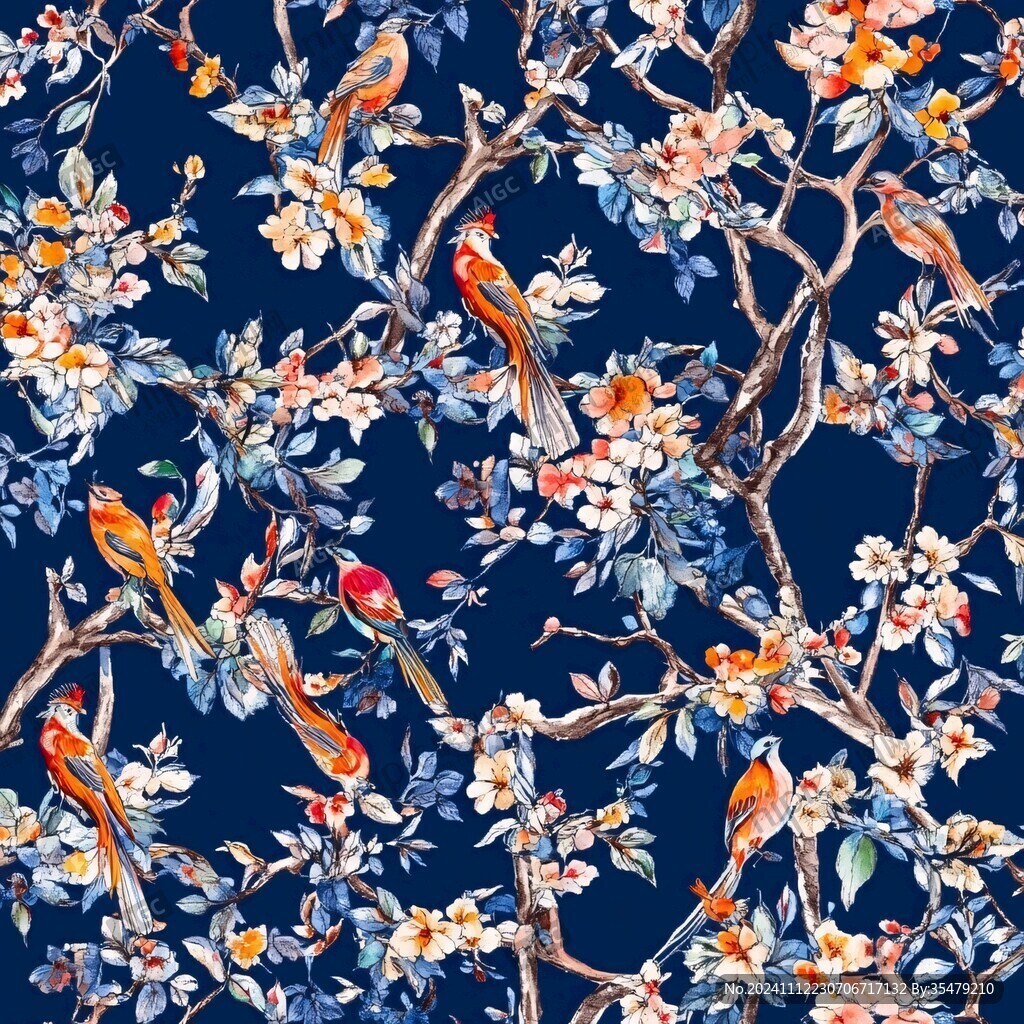 玉蘭花花鳥墻紙