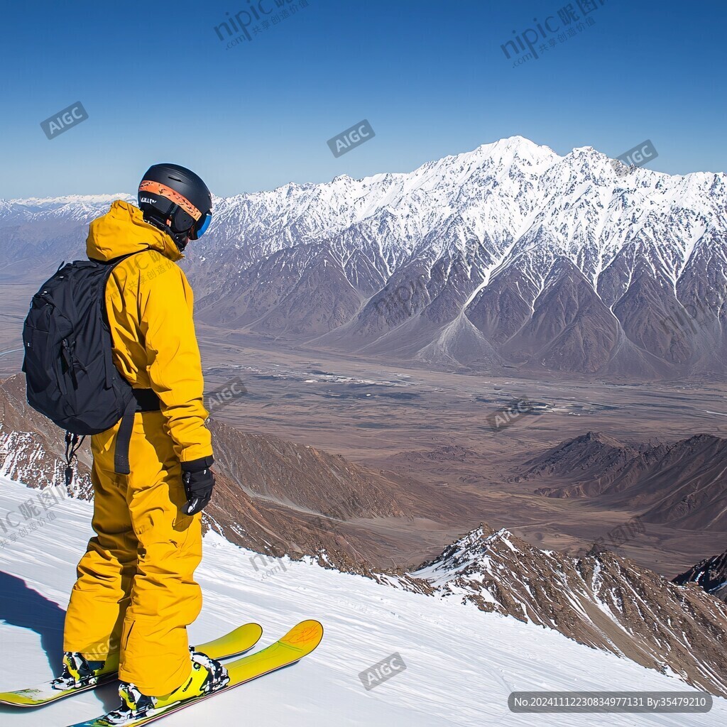 穿黃色滑雪服