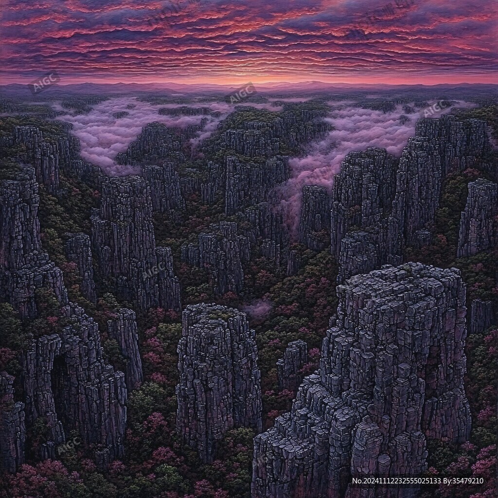 群山云霞風(fēng)景畫