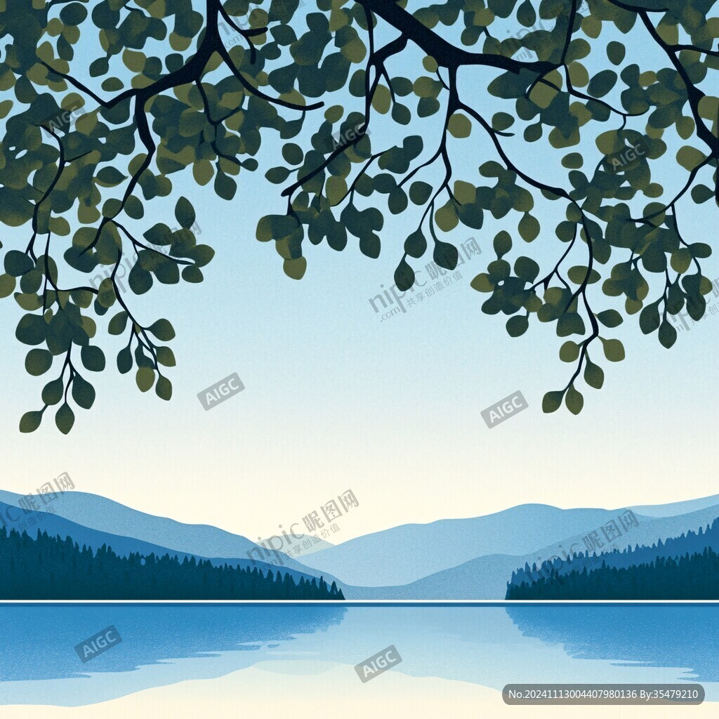枝葉與湖泊