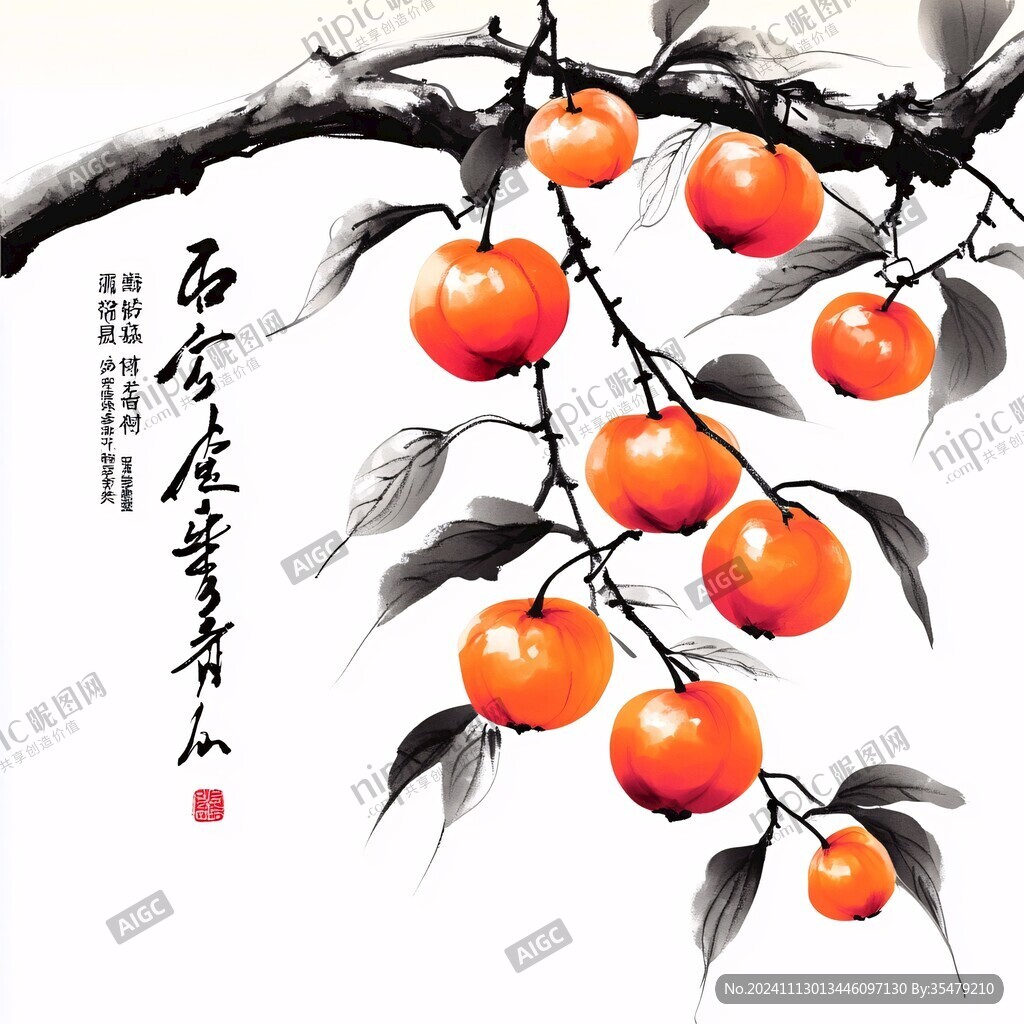 手繪柿果圖
