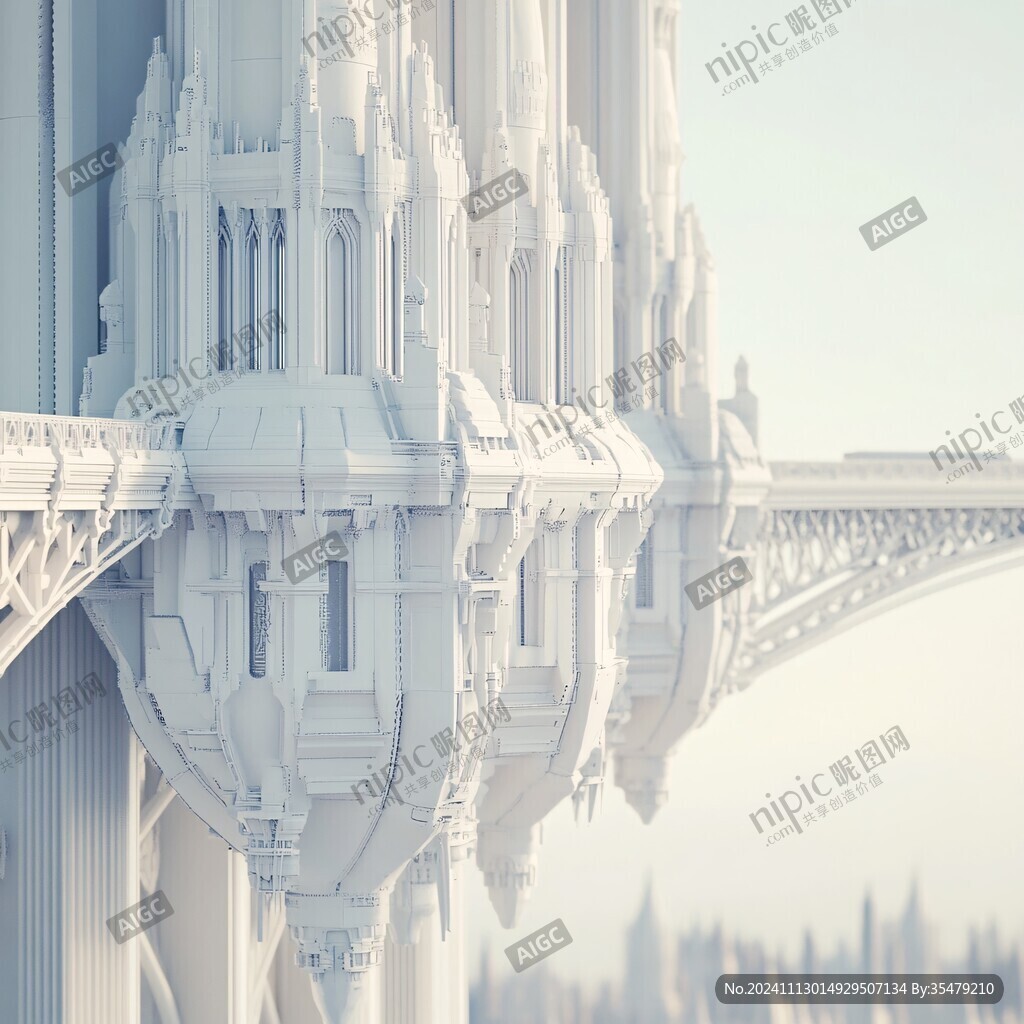 幻想的外星建筑與大窗戶