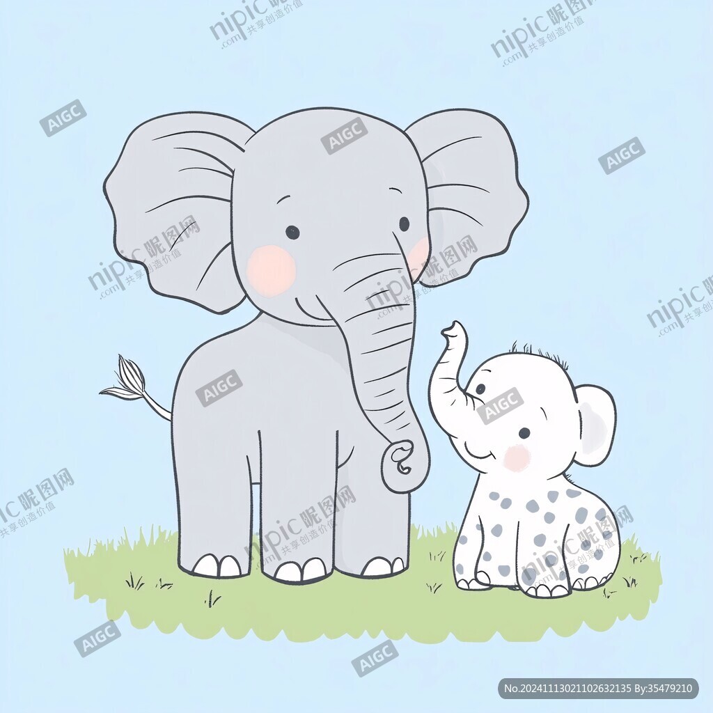 非洲野生動物小象插畫