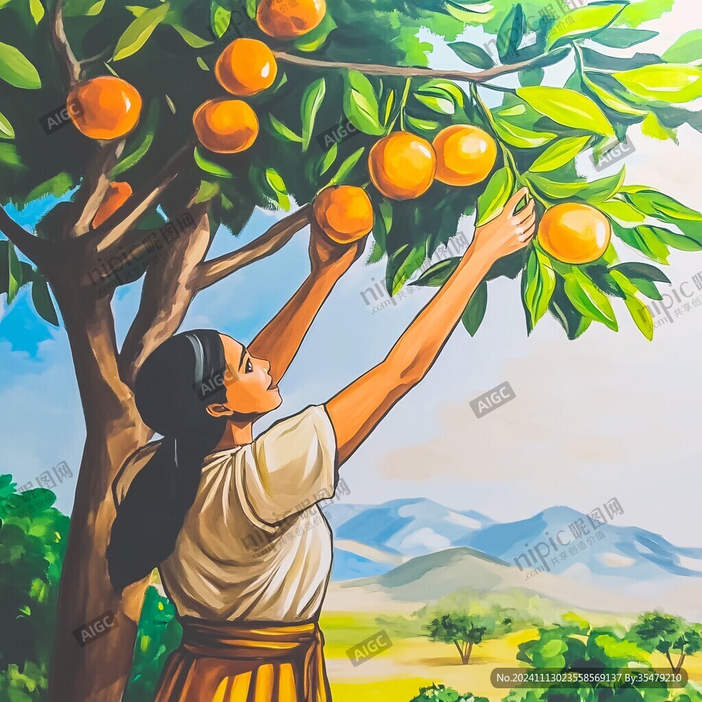 芒果采摘園插畫