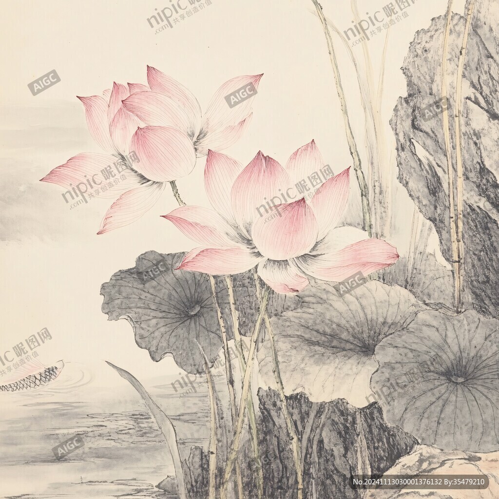 工筆畫荷花書畫