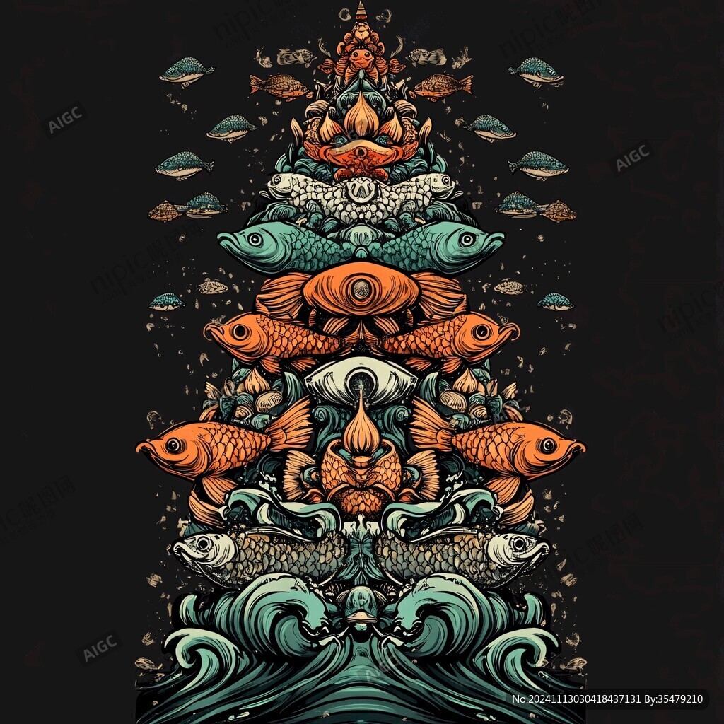吉祥裝飾插畫如魚得水