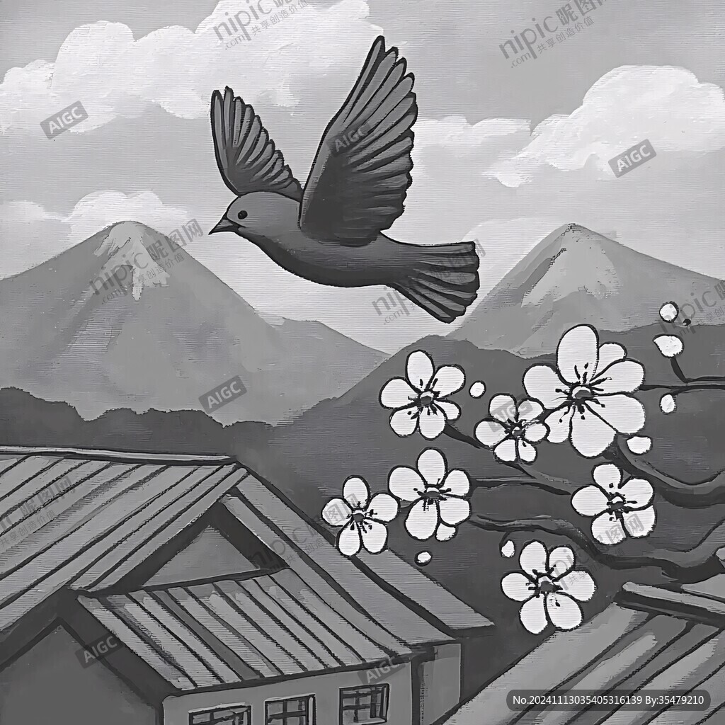 日喜鵲插畫