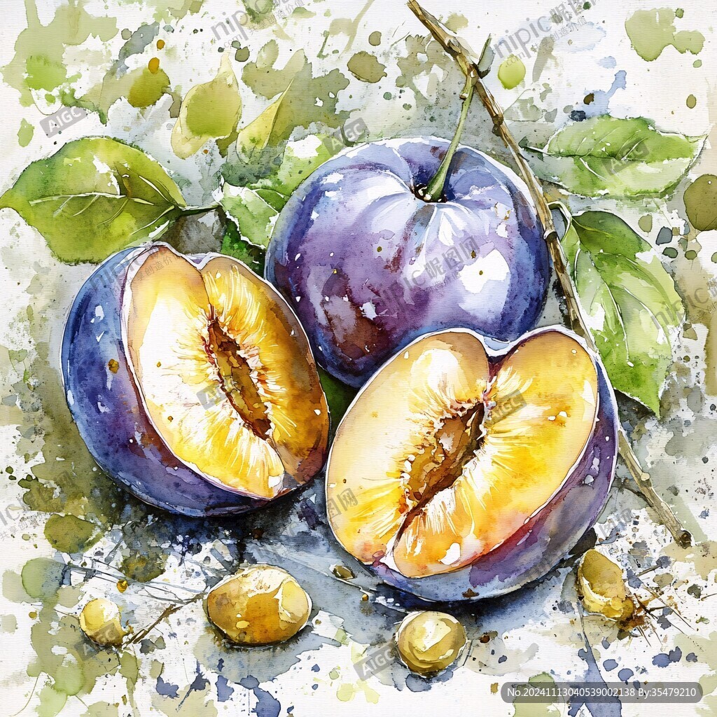 蜂糖李寫實(shí)插畫