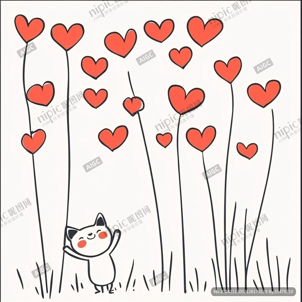 簡筆畫小貓插畫