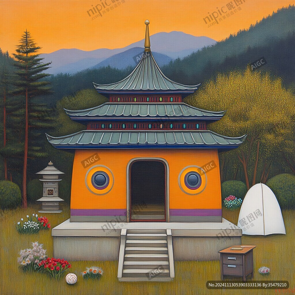 廟宇插畫