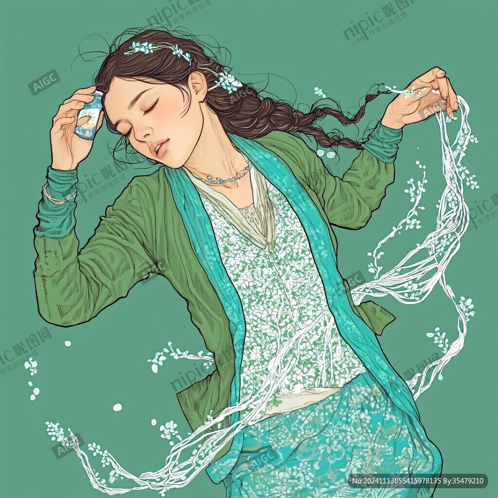 東方睡眠女子插畫(huà)