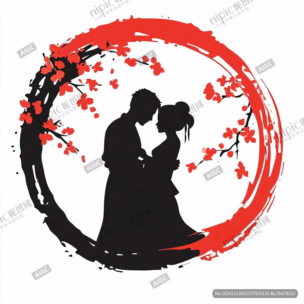 水墨背景中式婚禮