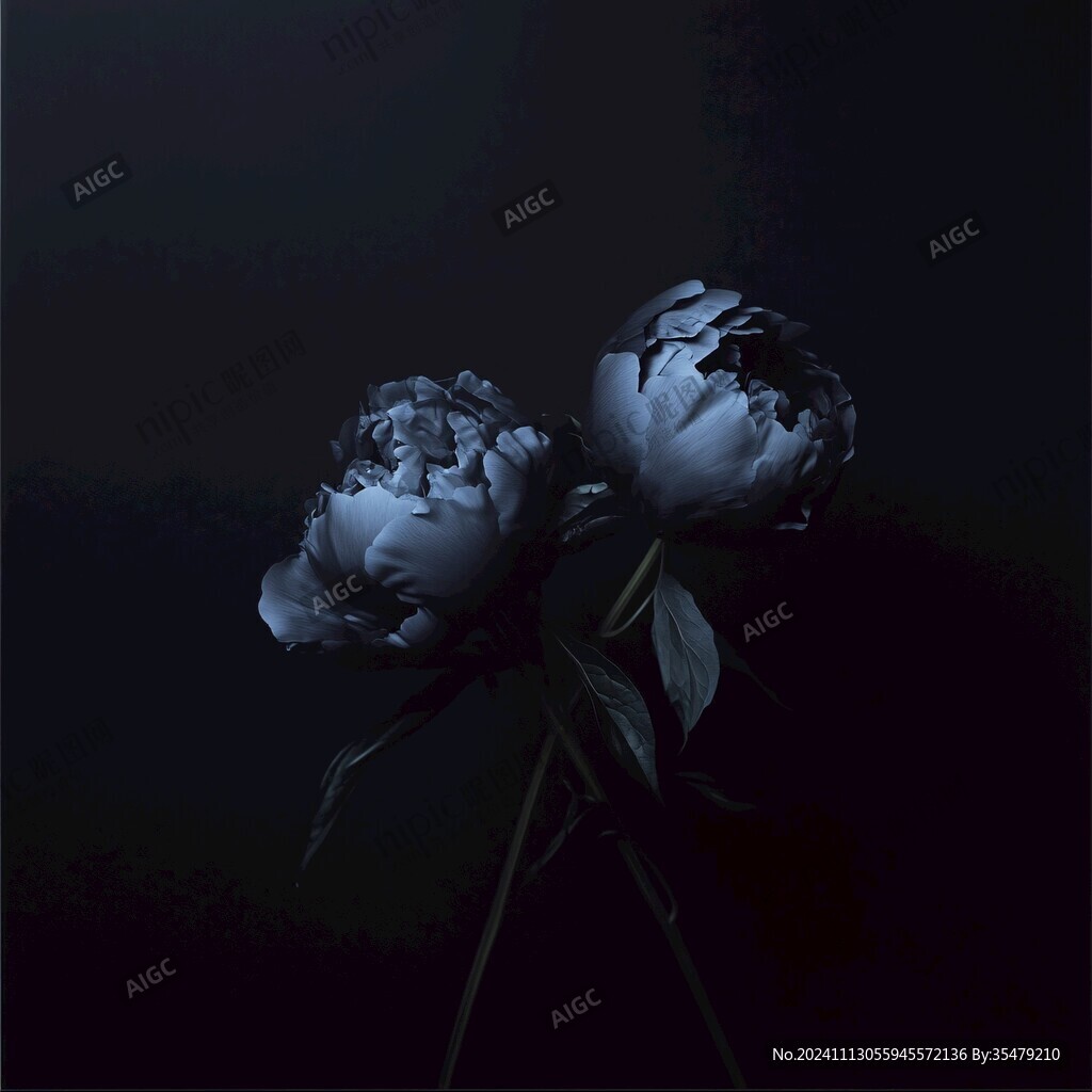 芍藥花黑底圖