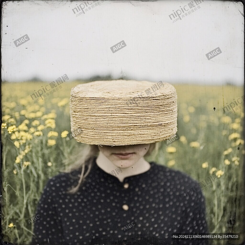 拿草帽的少女