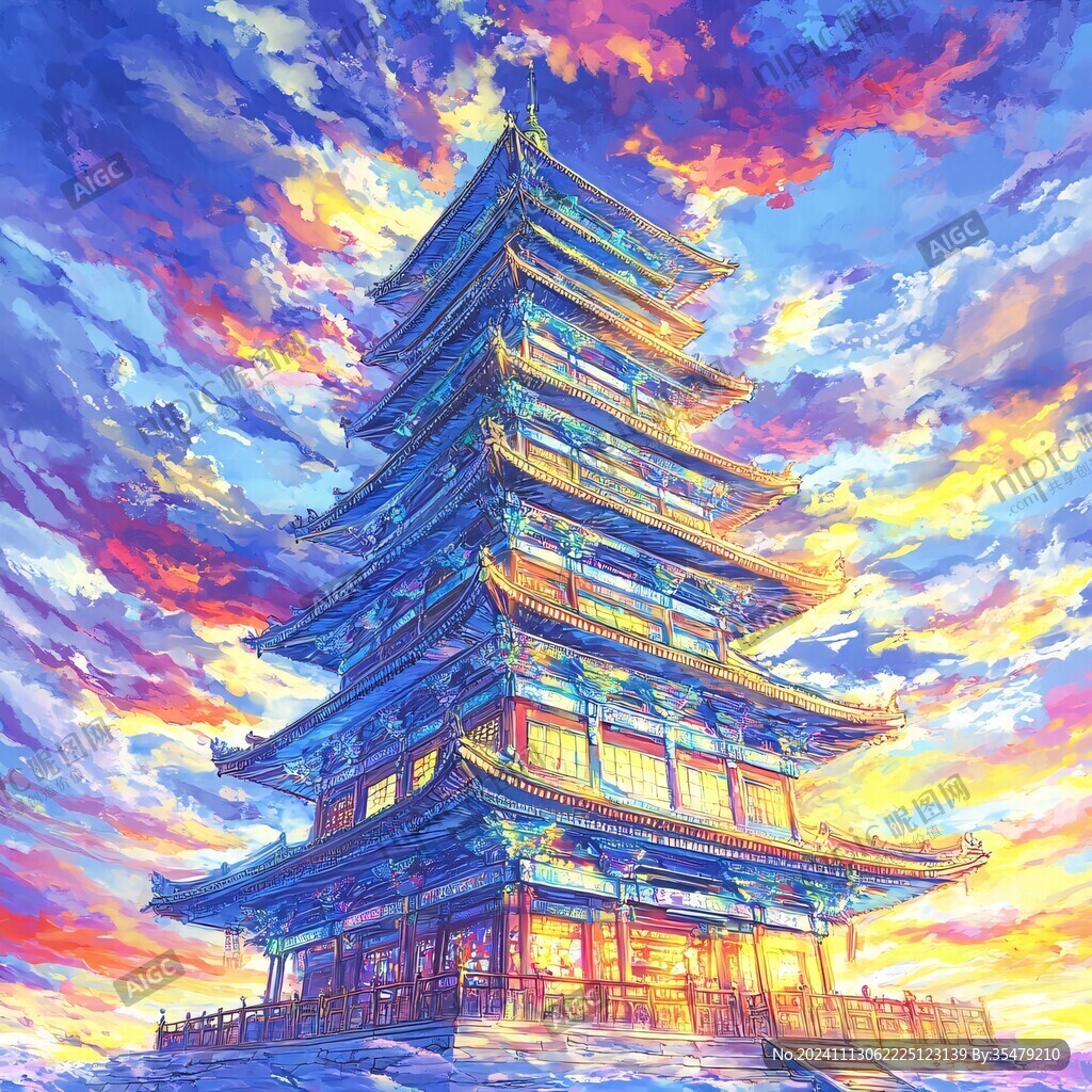 水彩朱雀樓