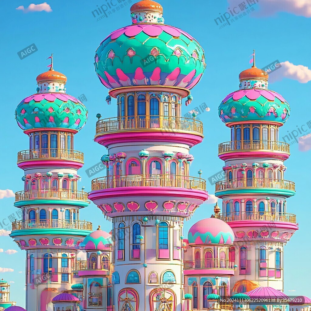 粉色奇幻建筑物