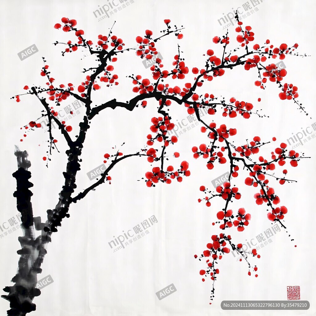 毛筆紅果滿枝