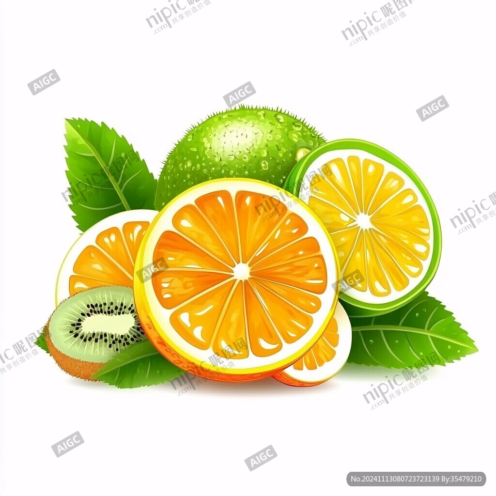 水果青檸插畫