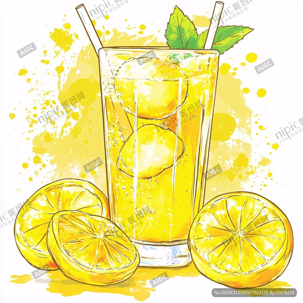 手繪果汁檸檬水飲料