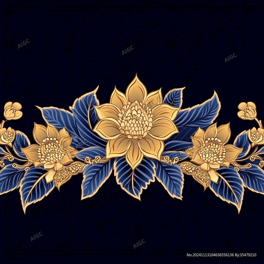 金色牡丹花水紋