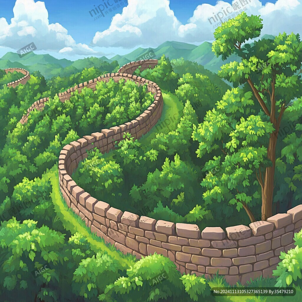 長城風景插畫