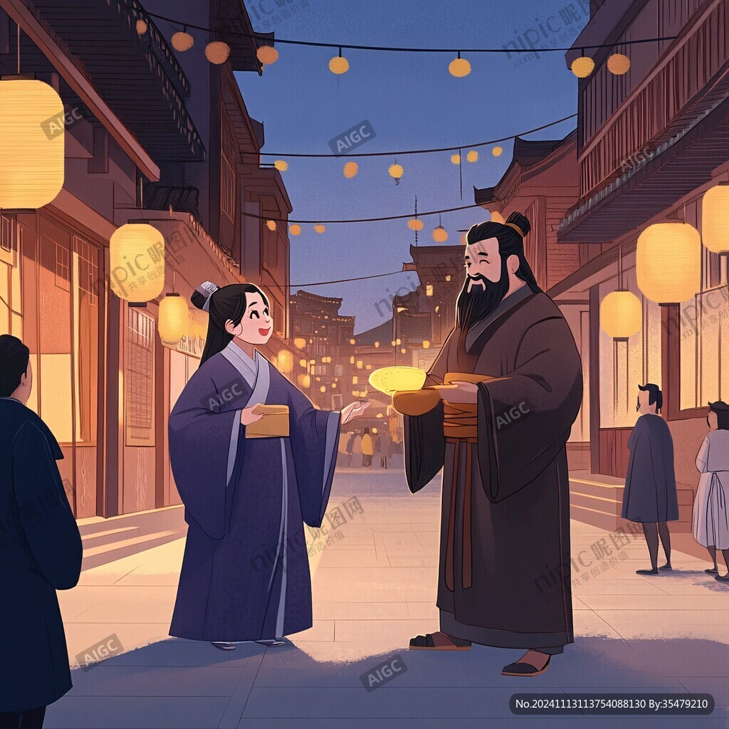橫店插畫宣傳背景素材