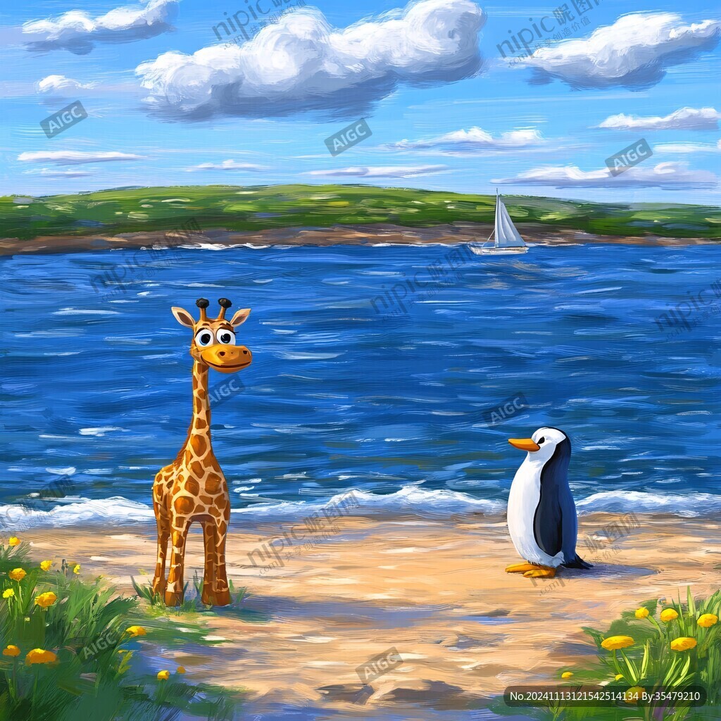 海洋海島動物和海景