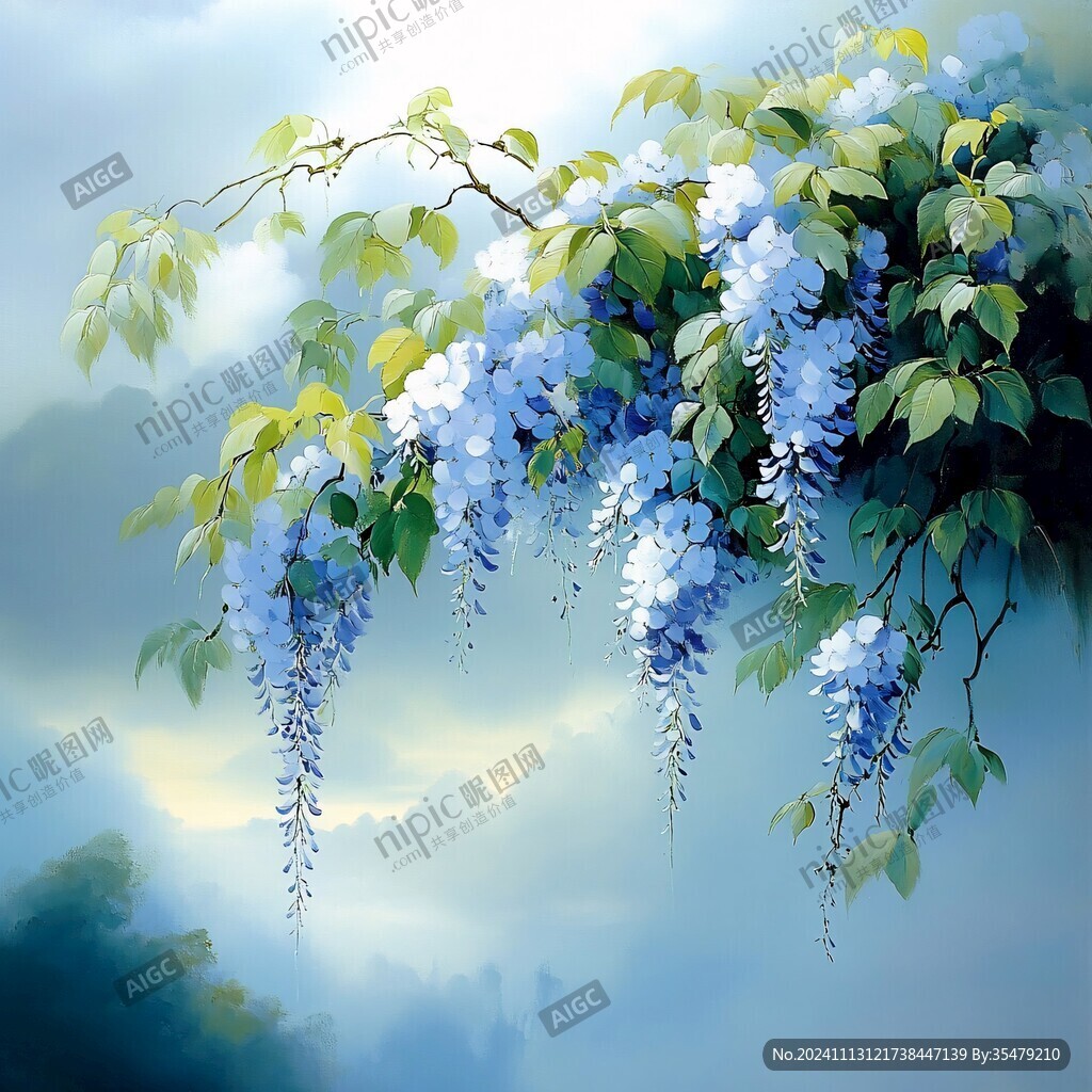 唯美紫藤花裝飾畫