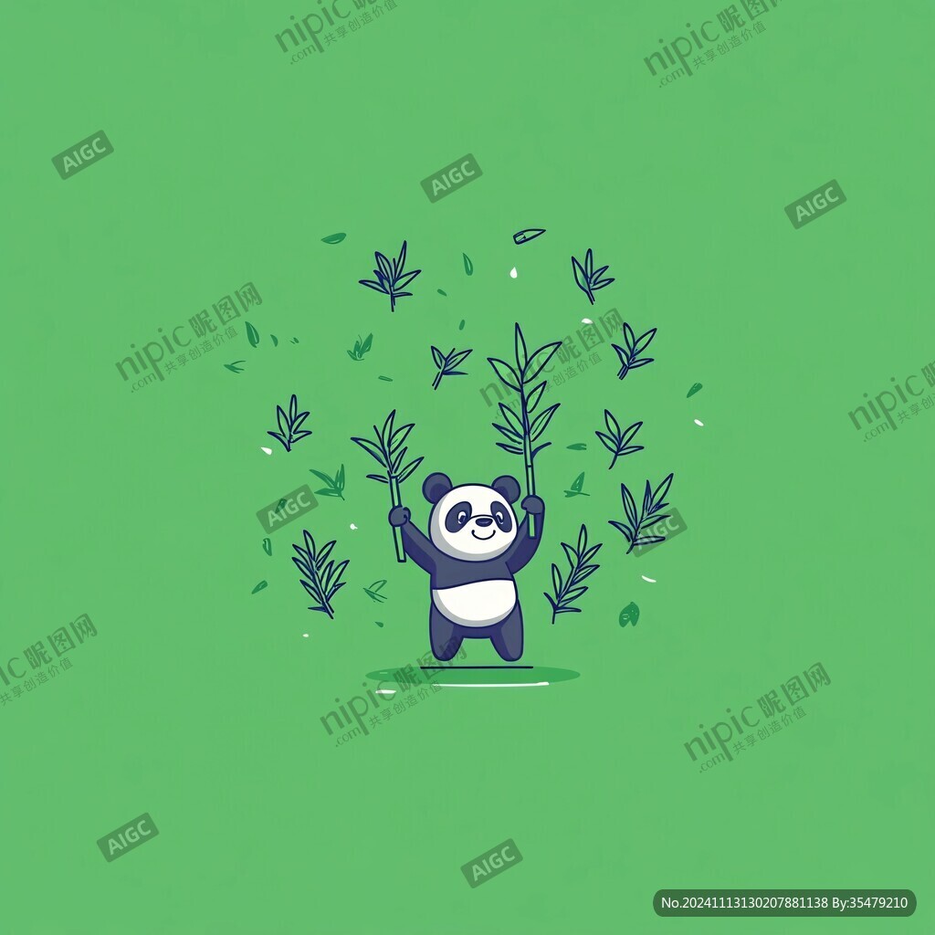熊貓竹筍插畫