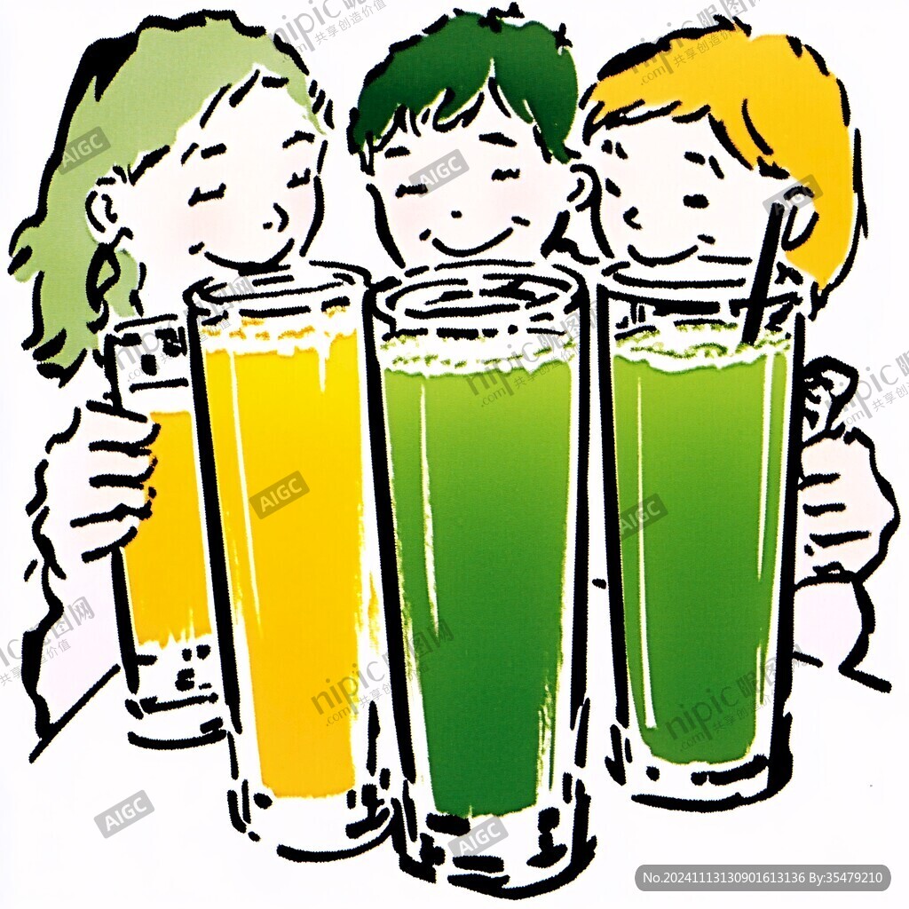 卡通喝飲料