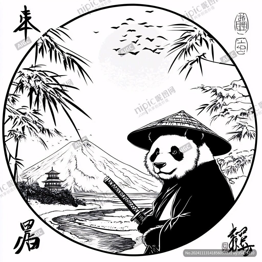 熊貓圓形插畫