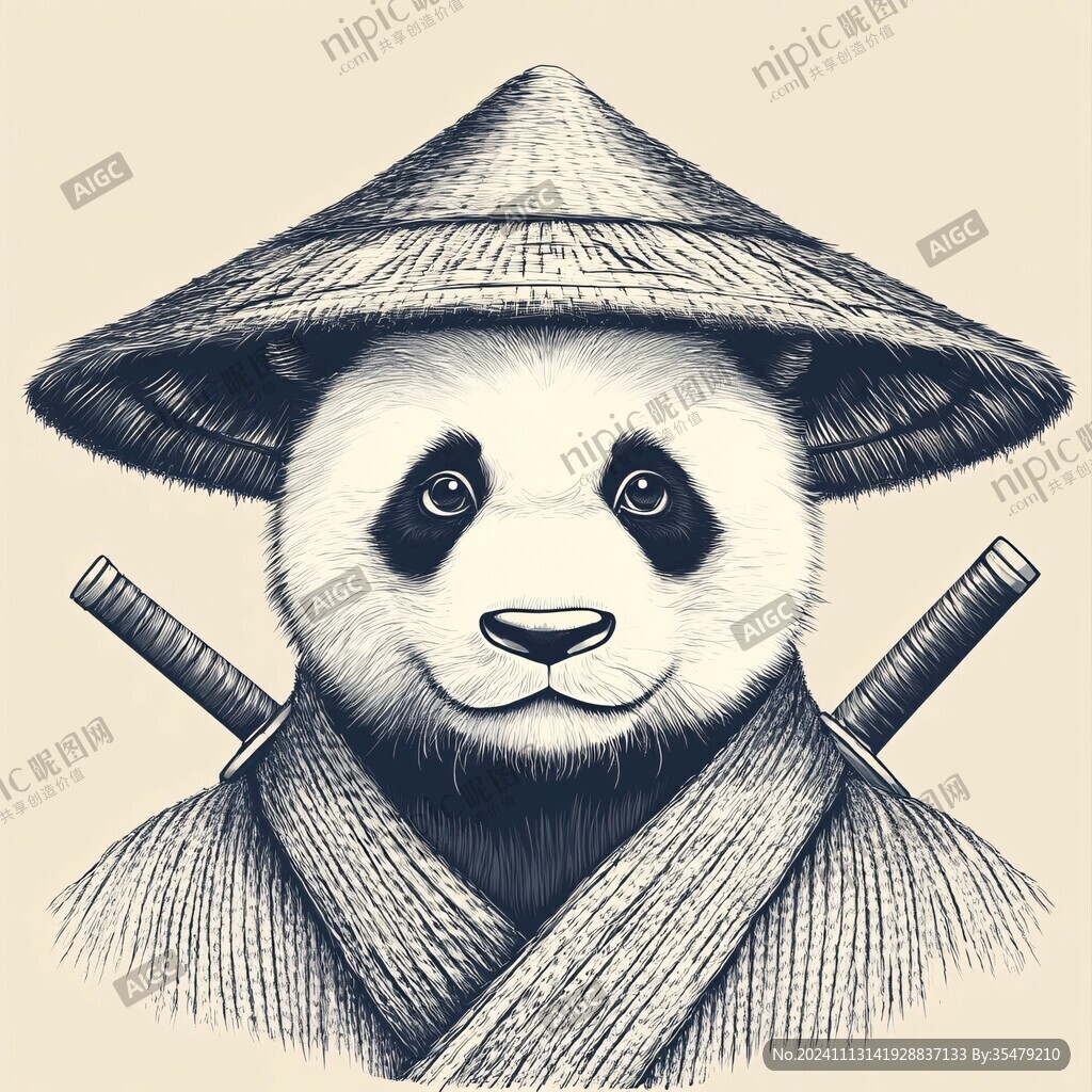 手繪插畫大熊貓