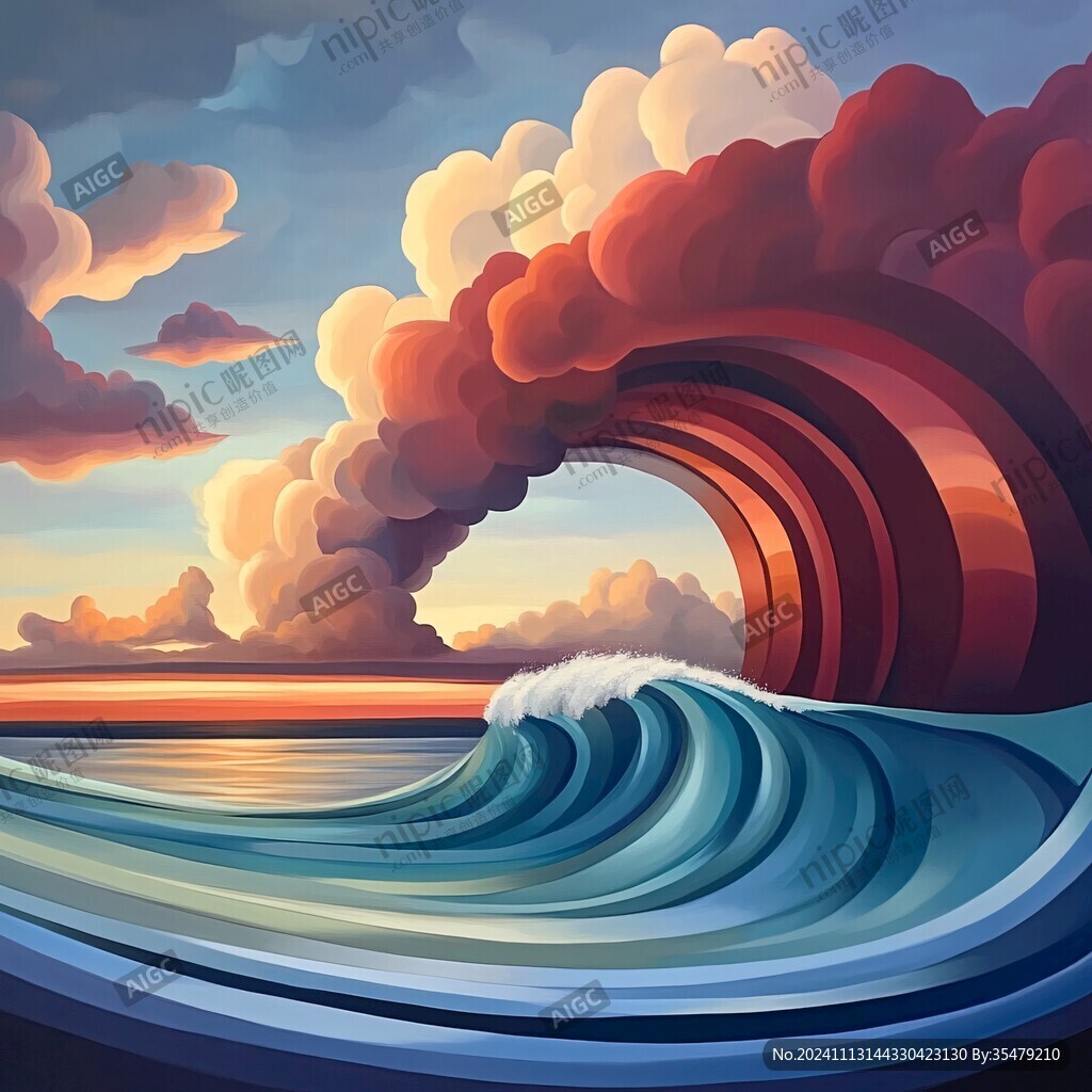 海浪浪潮插畫