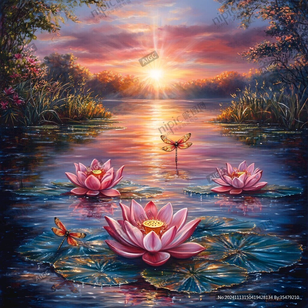 玄關壁畫蓮花油畫