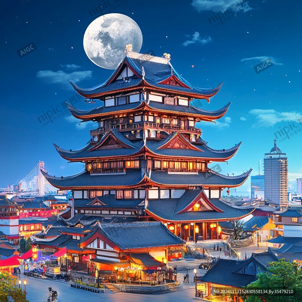 中秋月降臨鴻恩閣