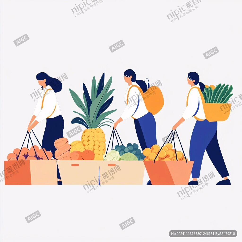 抱著農產品的人物