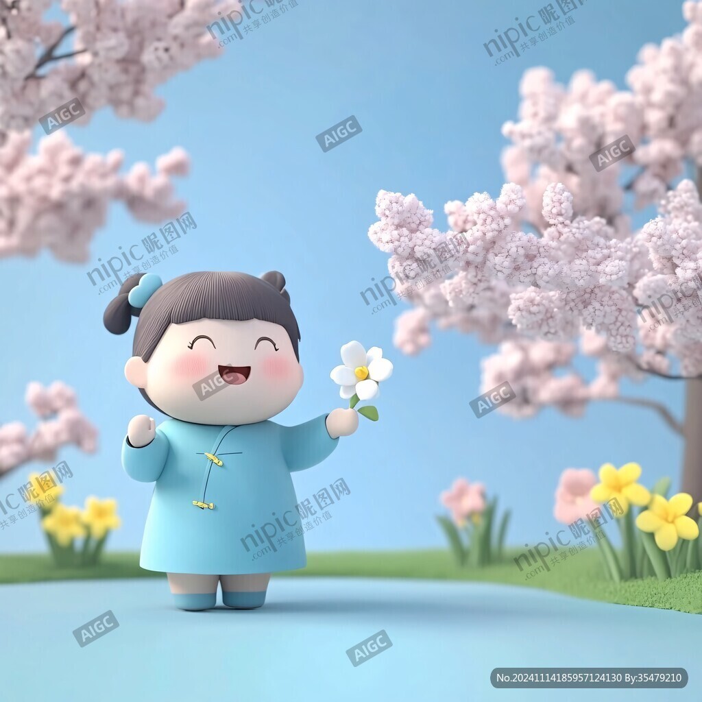 迎春的小女孩