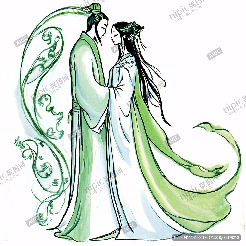 手繪牛郎織女素材