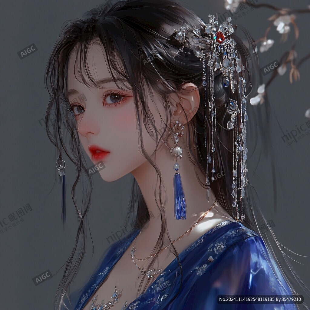 古風(fēng)美女頭像插畫(huà)封面