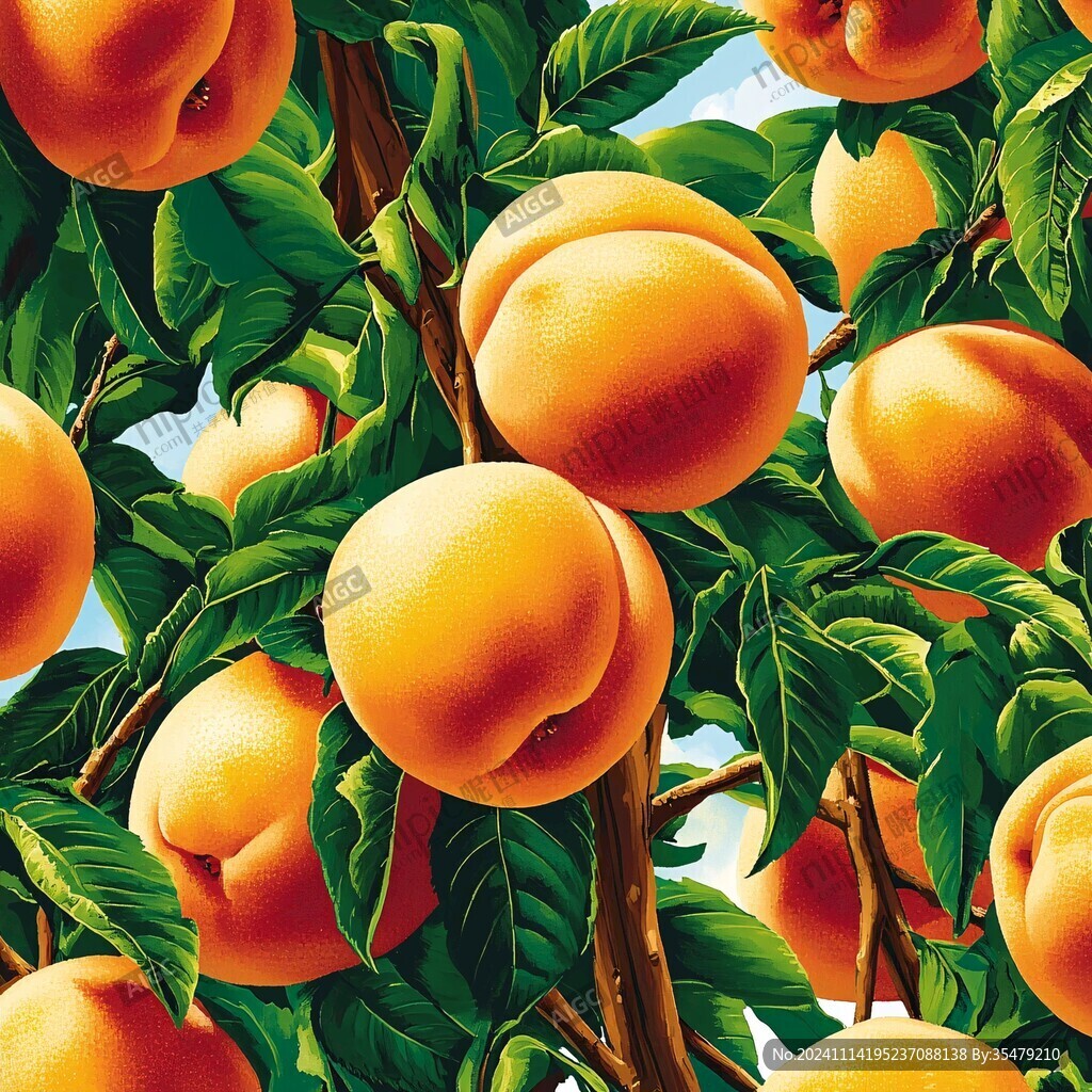 黃桃樹插畫