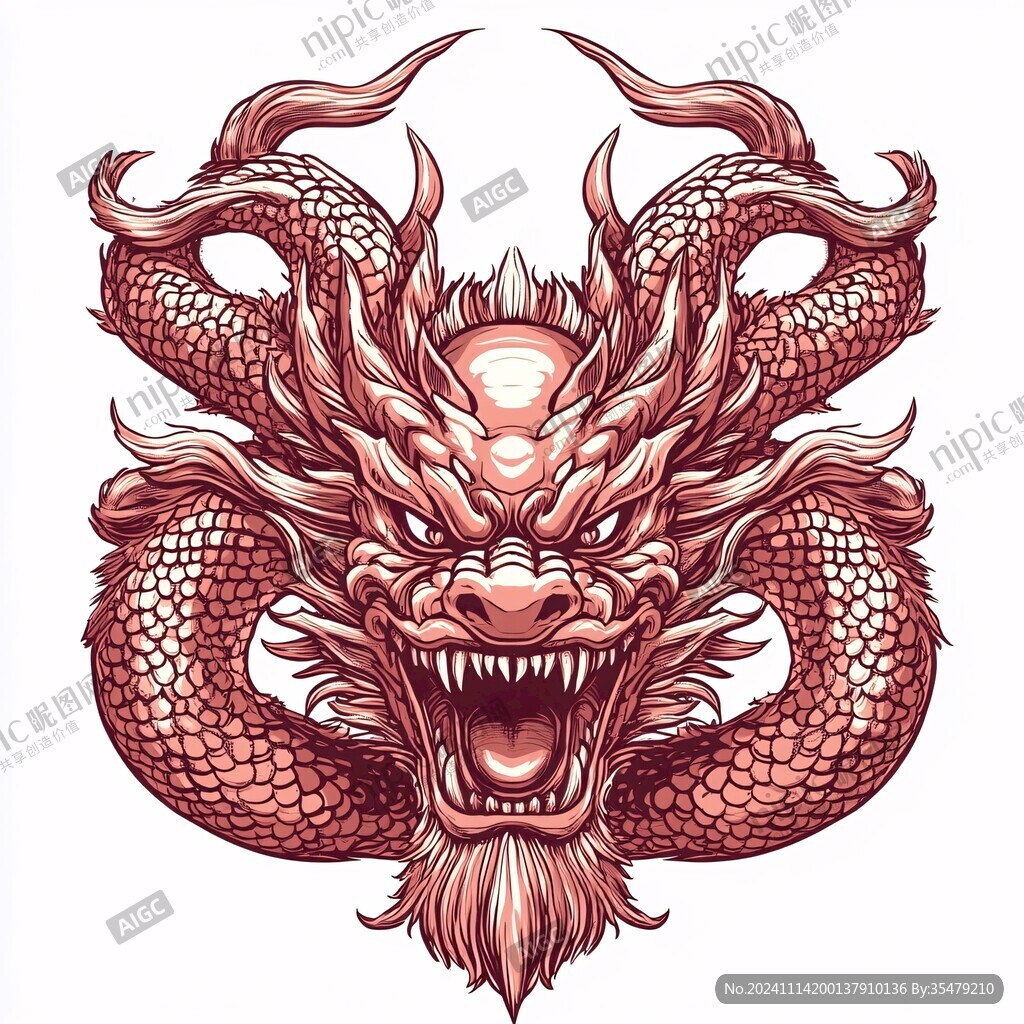 手繪雙龍插畫(huà)