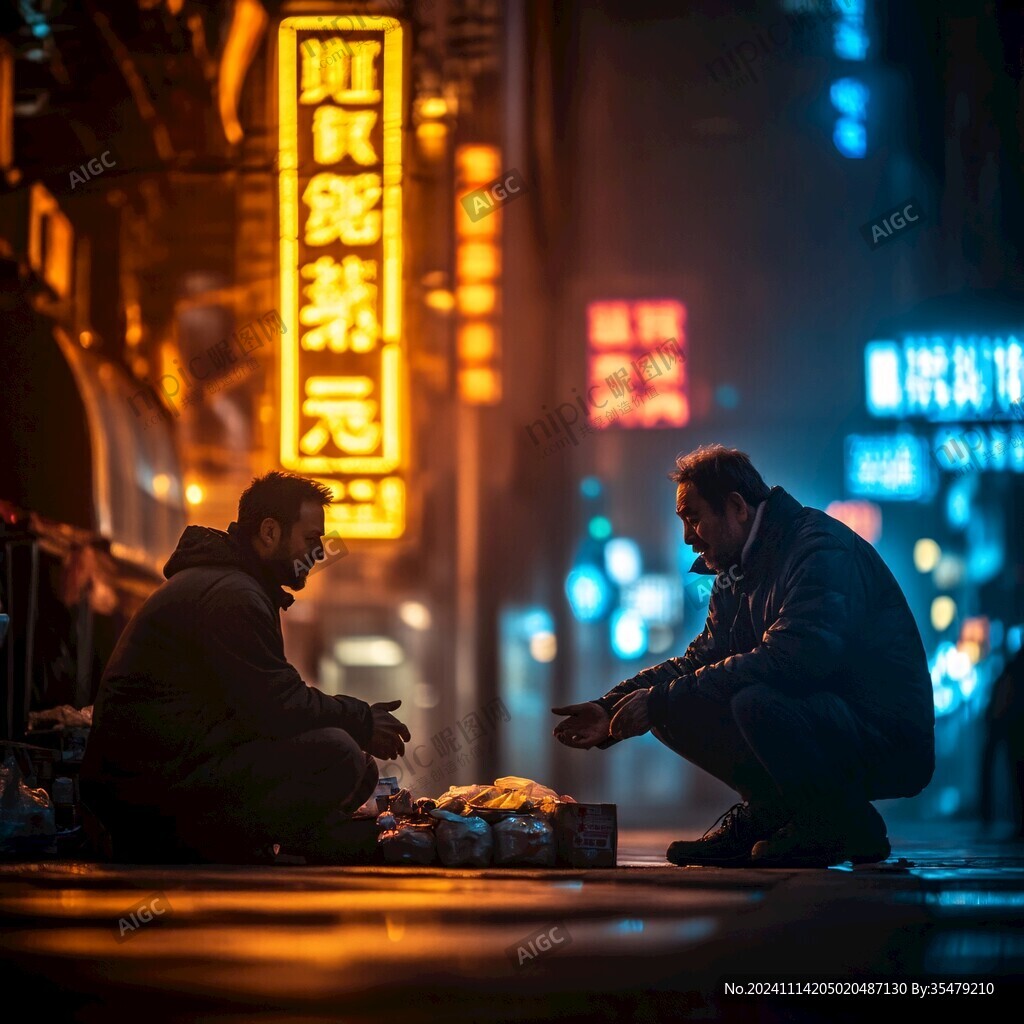 燈下路人