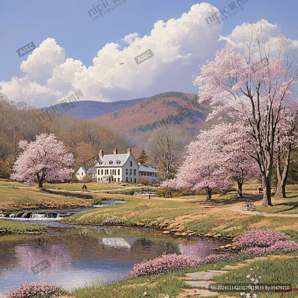 桃花源春季春景意境