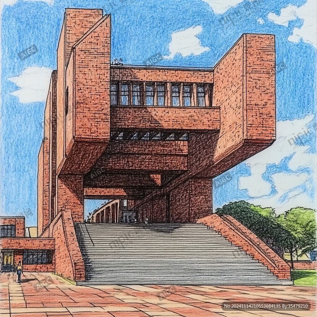 同濟大學教學樓線描