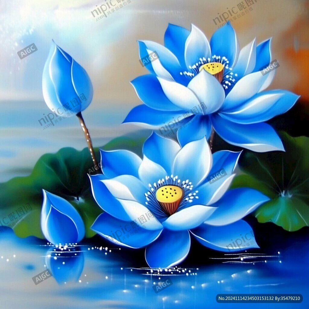 藍蓮花插畫