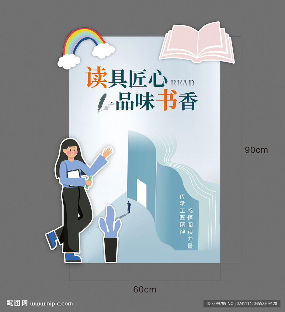 讀書背景異形展板