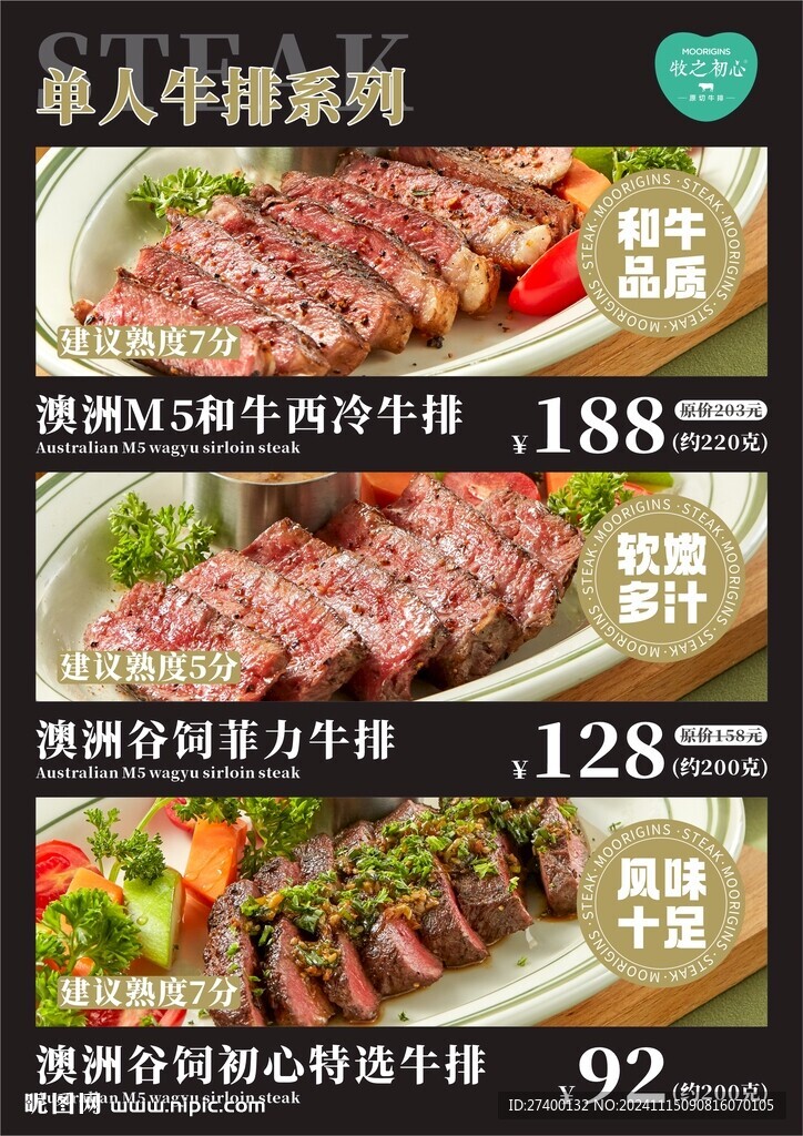 牛排菜單海報圖