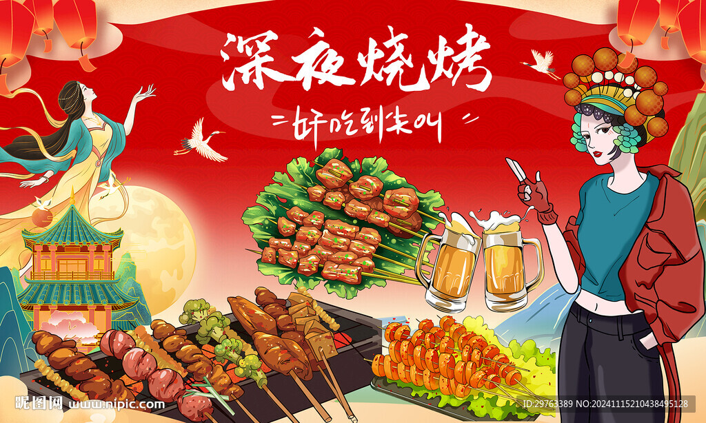燒烤背景墻